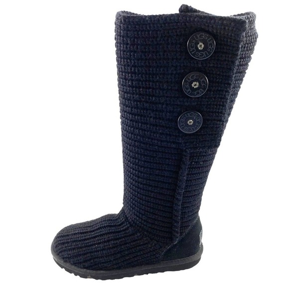 UGG 5819 Classic Cardy Black Knit Tall Sweater Boots Women's 6 - Picture 6 of 12